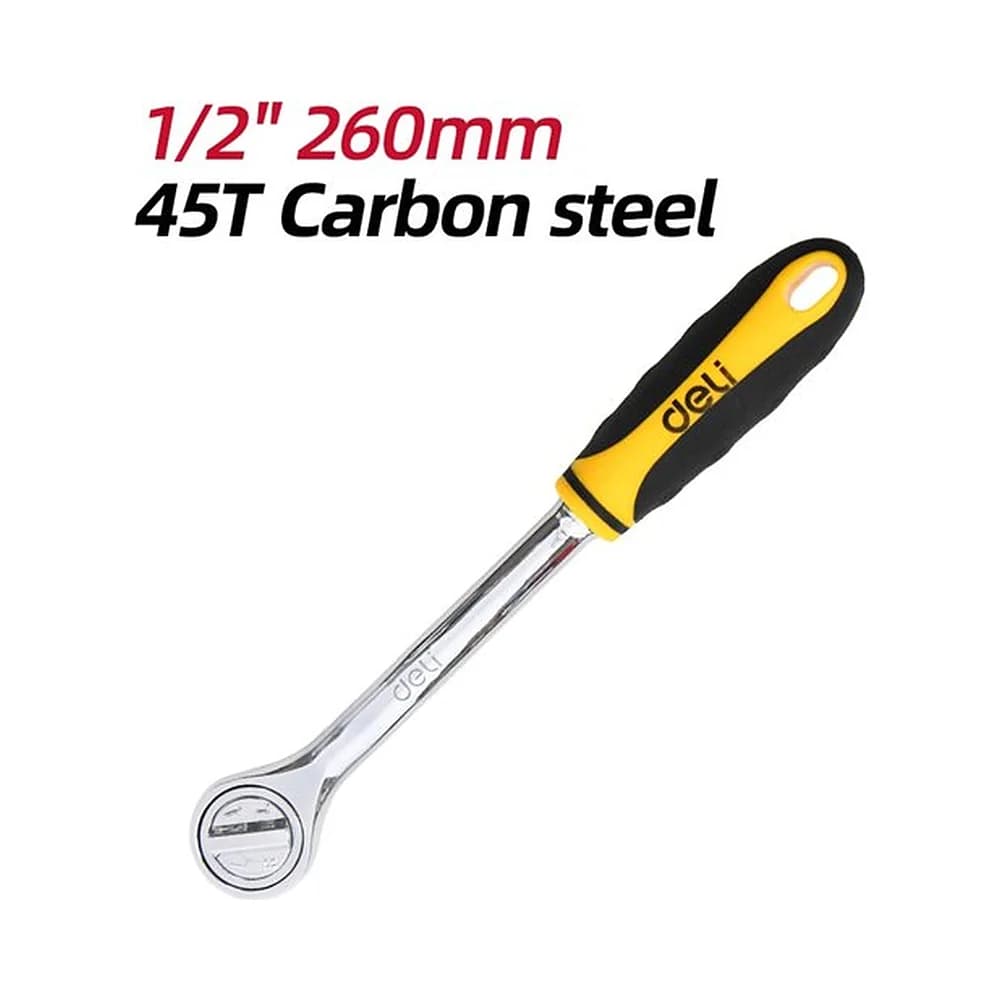Chave Catraca Reversível 1/2" 45 dentes (260mm) Deli