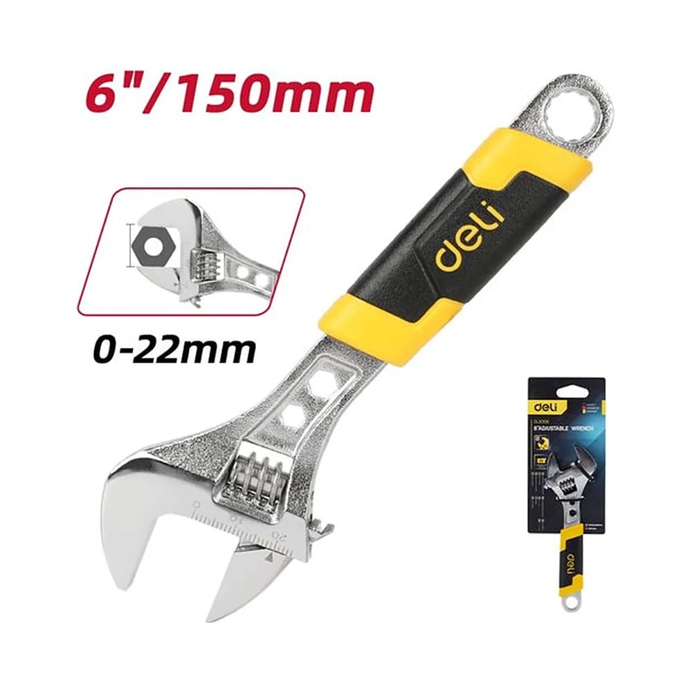 Chave inglesa (ajustável) 6" abertura de 0-22mm (150mm) Deli