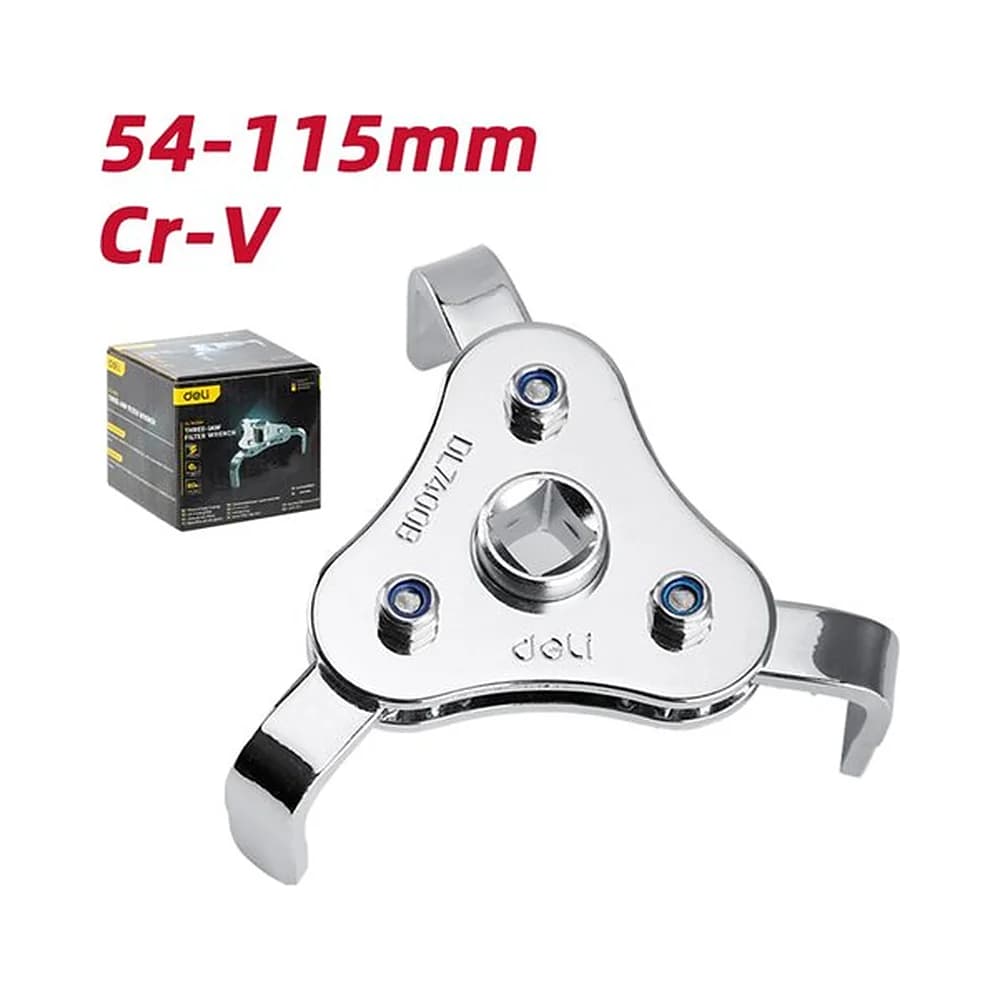 Chave para filtro de óleo de três garras 100 x 60mm de 54 a 115mm Deli