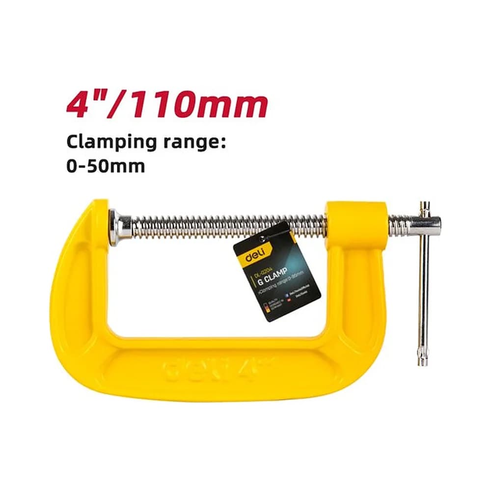 Grampo tipo C 4" (faixa de aperto 0–100mm) Deli