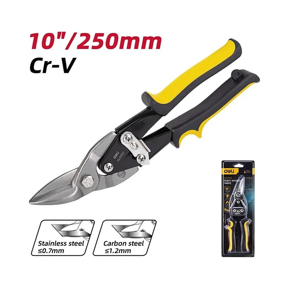 Tesoura Aviação para Chapa Corte Direito 10" de 250mm Deli